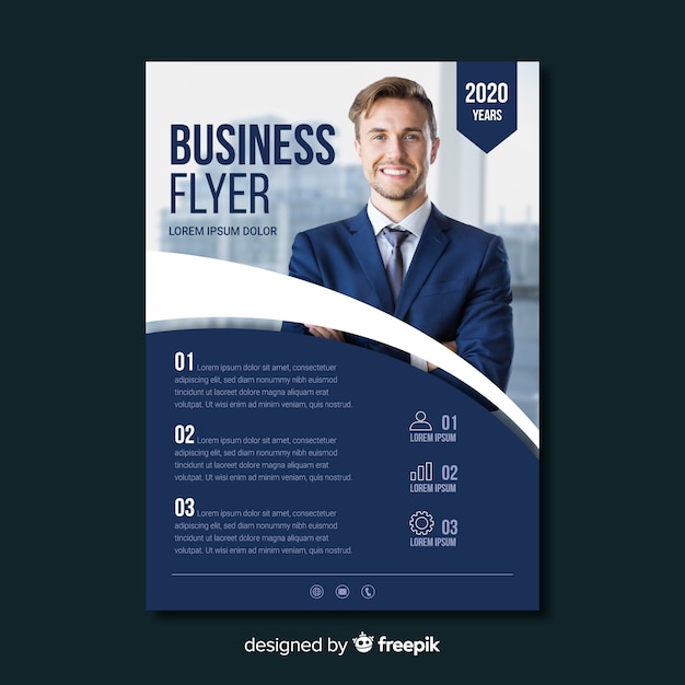 Business flyer template with photo