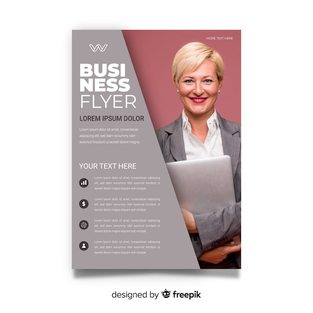 Free Vector business flyer template with photo