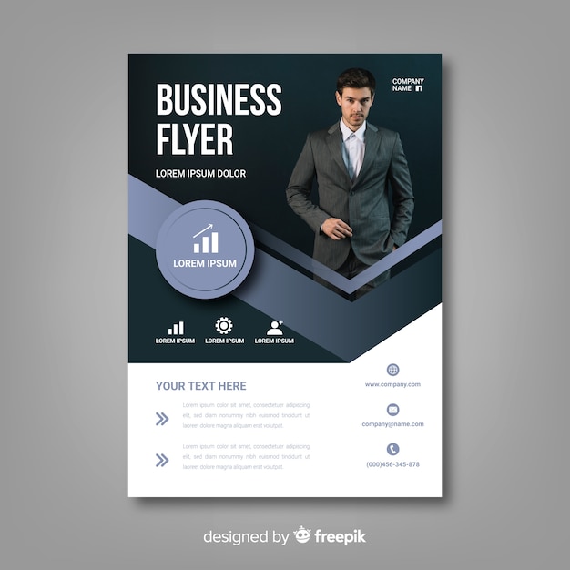 Business flyer template with photo