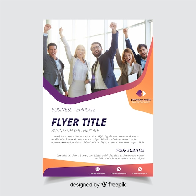 Business flyer template with photo