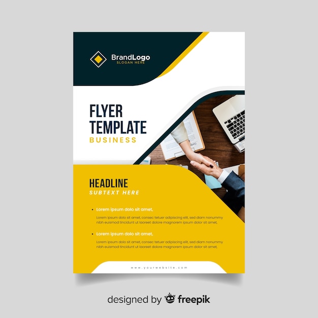 Business flyer template with photo