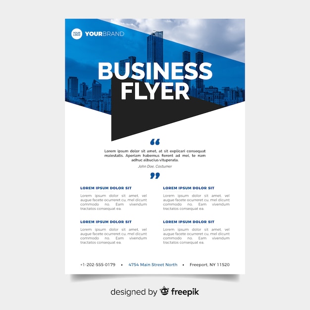 Free Vector business flyer template with photo