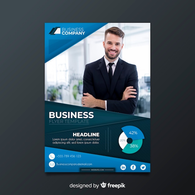 Business flyer template with photo