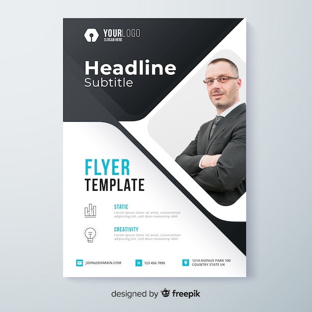 Business flyer template with photo