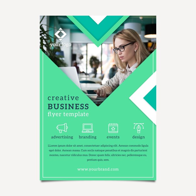 Business flyer template with photo