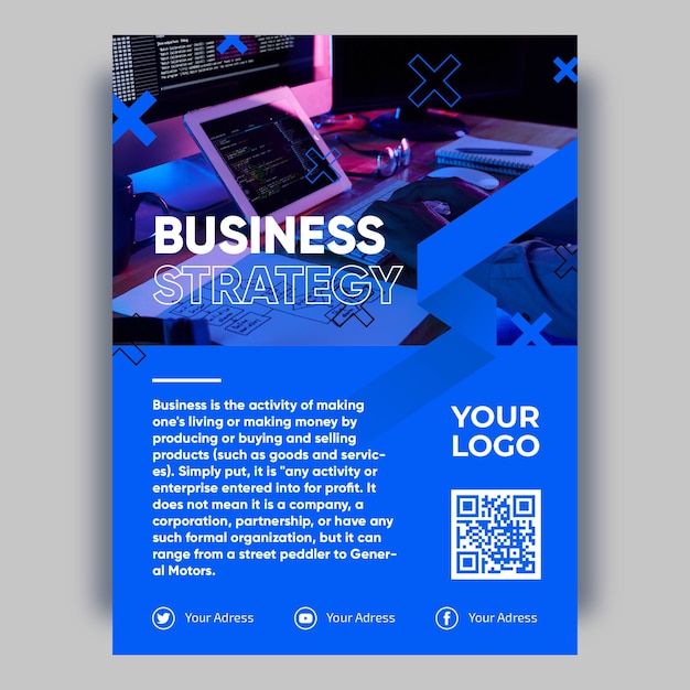 Free Vector business flyer template with photo