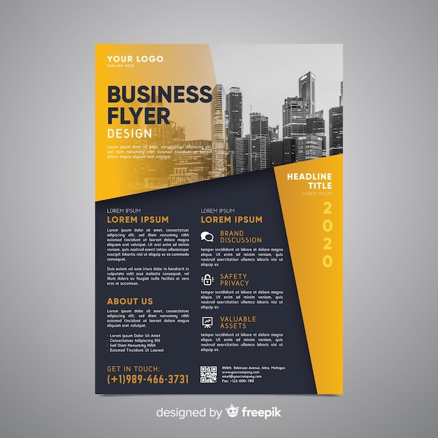 Business flyer template with photo