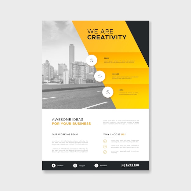 Free Vector business flyer template with photo