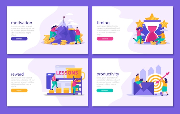 Business gamification banner template set