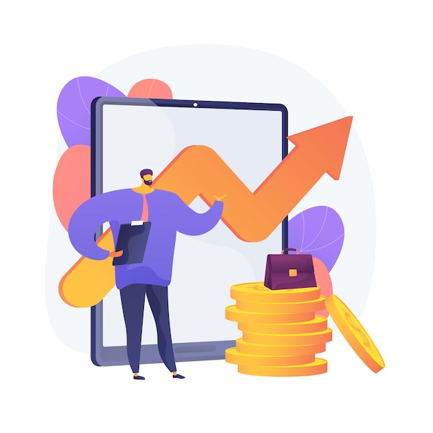 Free Vector business growth strategy. stable company development, income increase planning, enterprise promotion tactics. top manager presents company profit report. vector isolated concept metaphor illustration