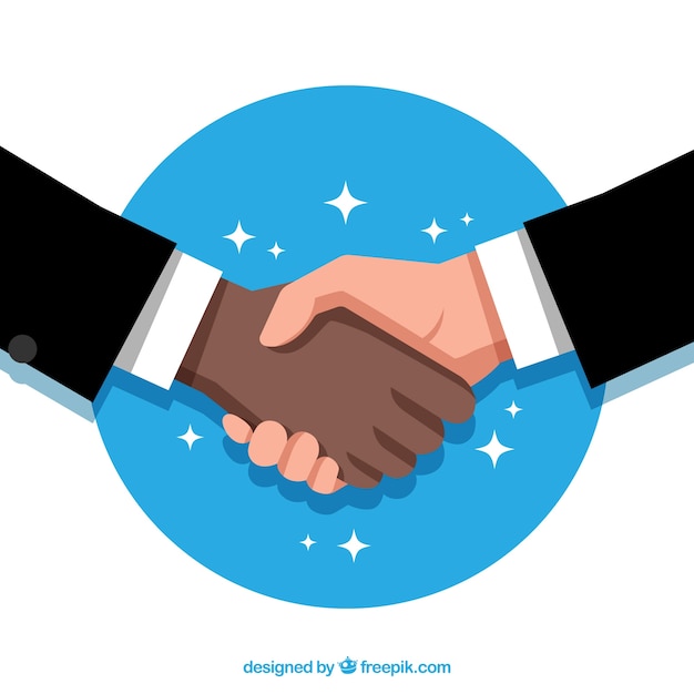 Free Vector business handshake background in flat style