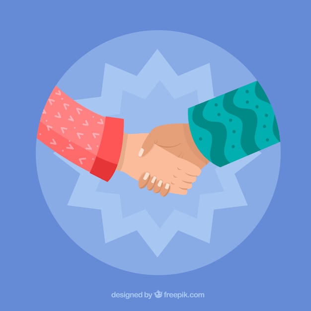 Business handshake background in flat style