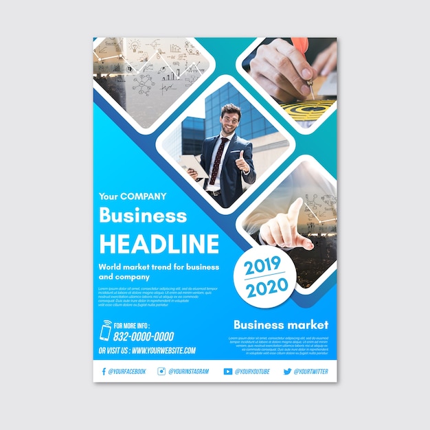 Business headline flyer with photo