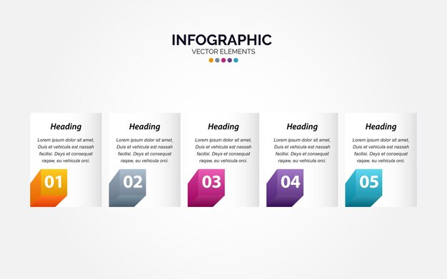 Business Horizontal Infographic design template with icons and 5 five options or steps