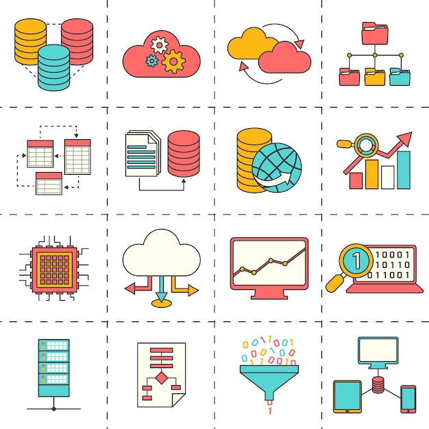 Free Vector business icons in flat design