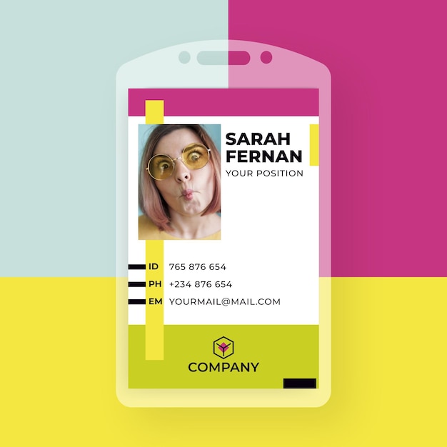 Free Vector business id card template with minimalist elements and photo