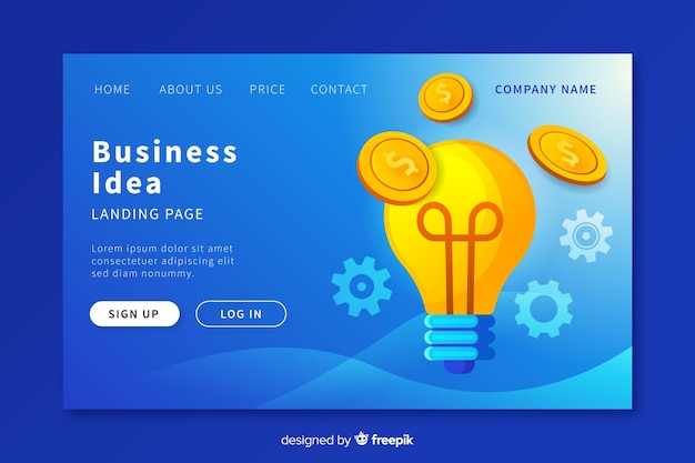 Business idea landing page template