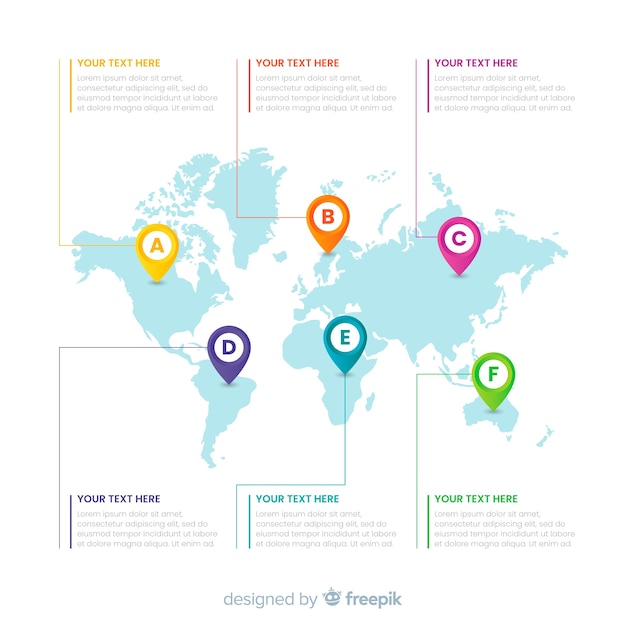 Business infograhic with world map