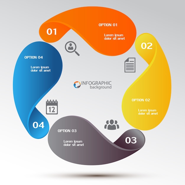 Free vector business infographic design concept with colorful elements chart four options and icons