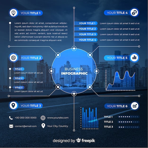 Free Vector business infographic flat design with photo