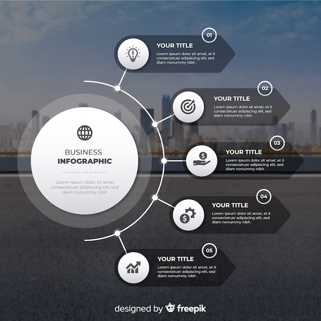 Business infographic flat design with photo