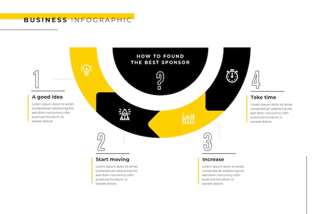 Business infographic template with half circle