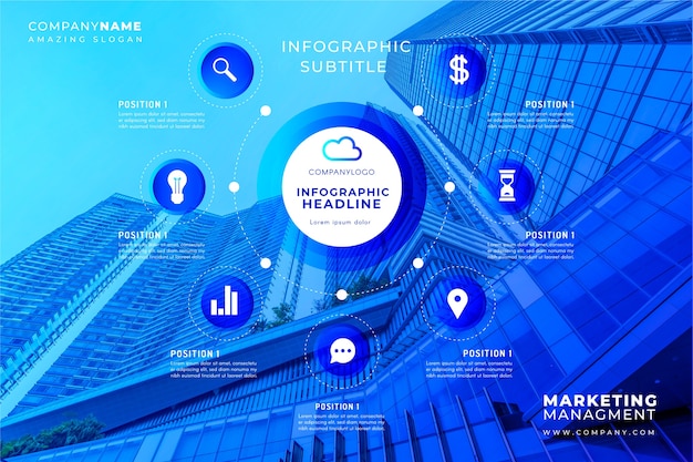 Business infographic template with image