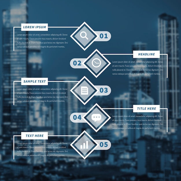 Free Vector business infographic with big city in background