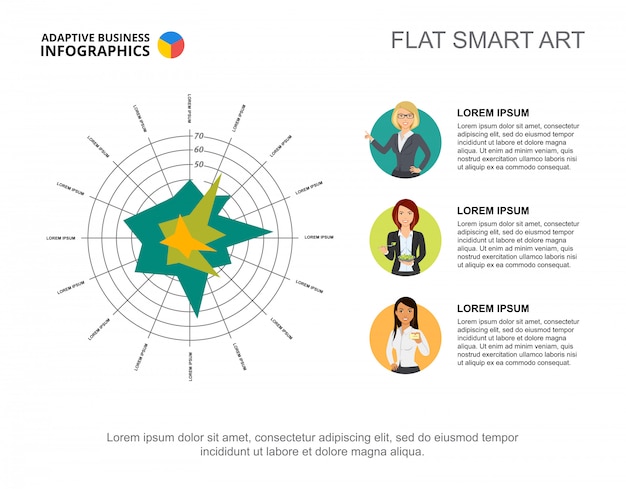 Free vector business infographics with concentric circles and character icons.