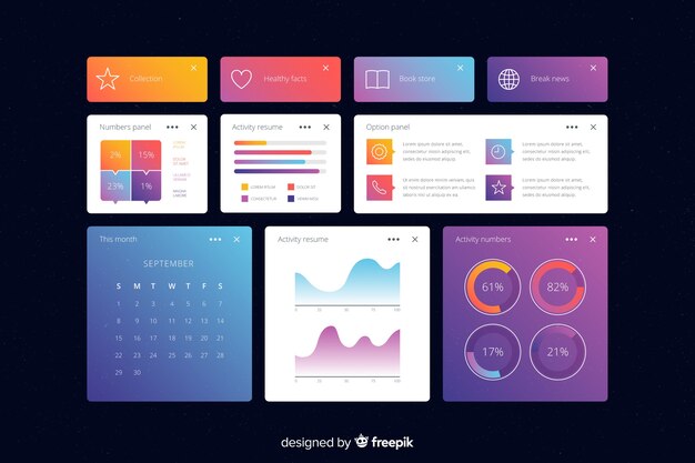 Business informational charts dashboard template