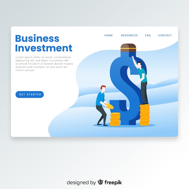 Business investment landing page