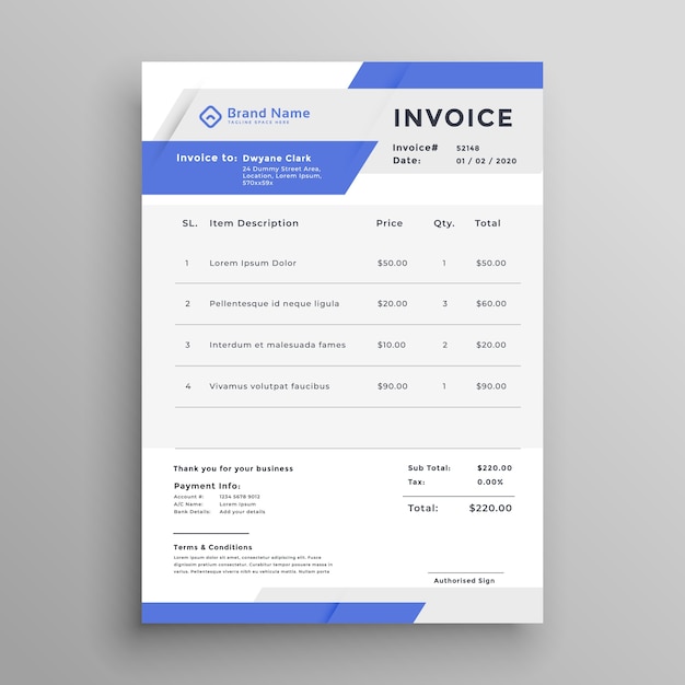 business invoice template vector design