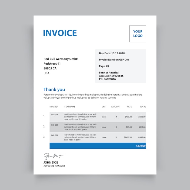 Business invoice template