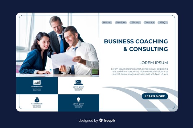 Business landing page template with photo