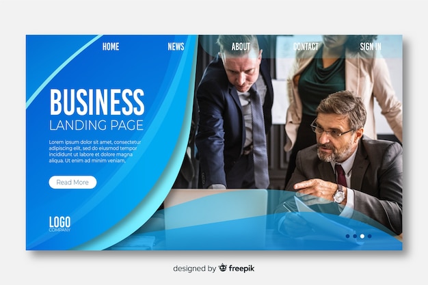 Business landing page template with photo