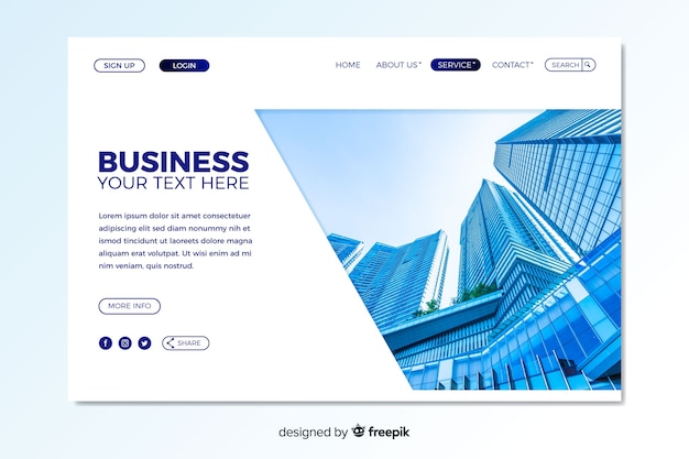 Business landing page template with photo