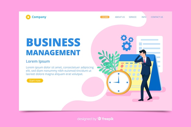 Business landing page with character