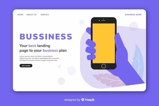 Free Vector business landing page with phone template