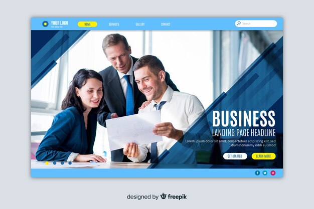 Business landing page with photo