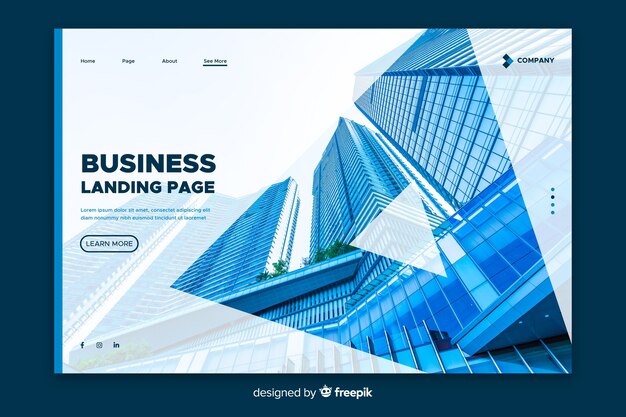 Business landing page with photo