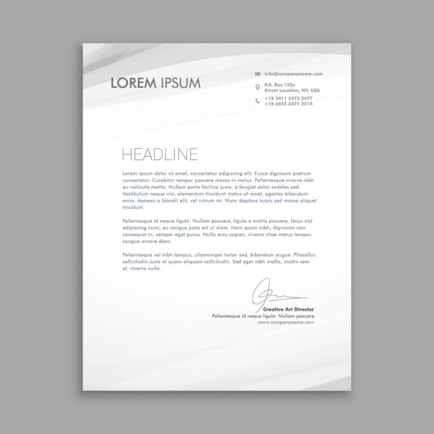 Free Vector business letter with grey waves