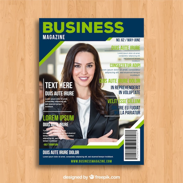 Business magazine cover template with photo