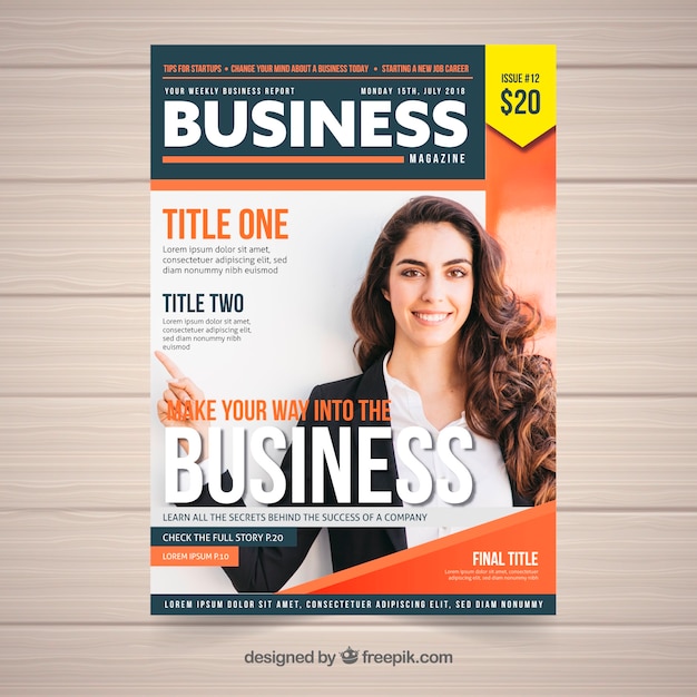 Business magazine cover with image