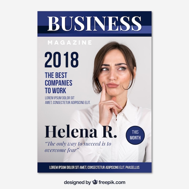 Business magazine cover with photo