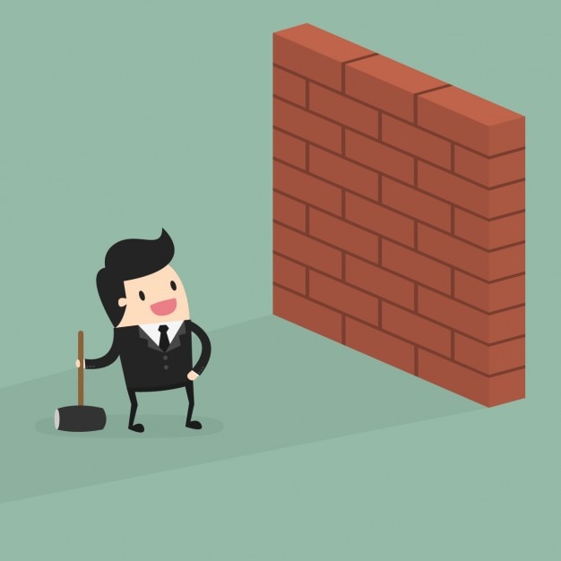 Free Vector business man with a wall