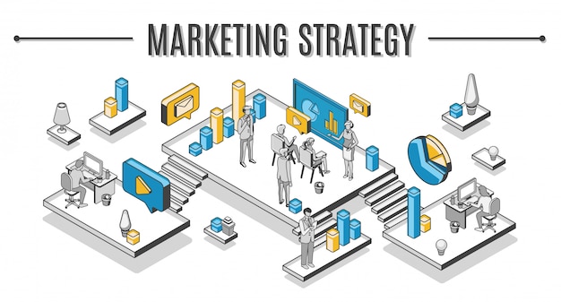 Free Vector business marketing strategy isometric illustration