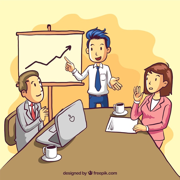 Business meeting background with statistics