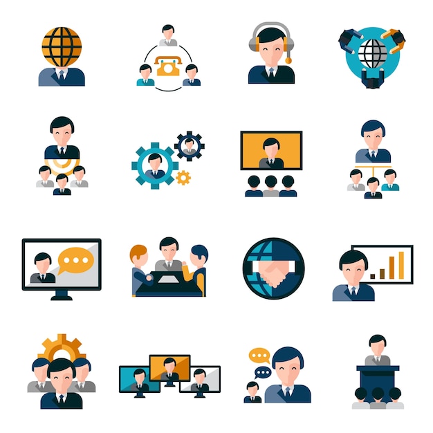 Free vector business meeting icons