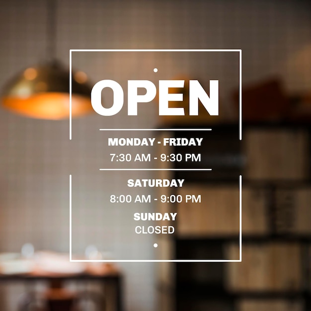 Free Vector business opening hours illustration with photo