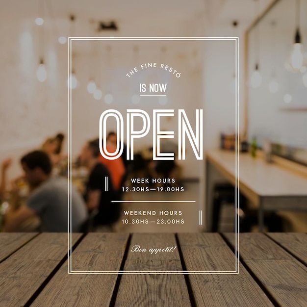 Free Vector business opening hours with photo